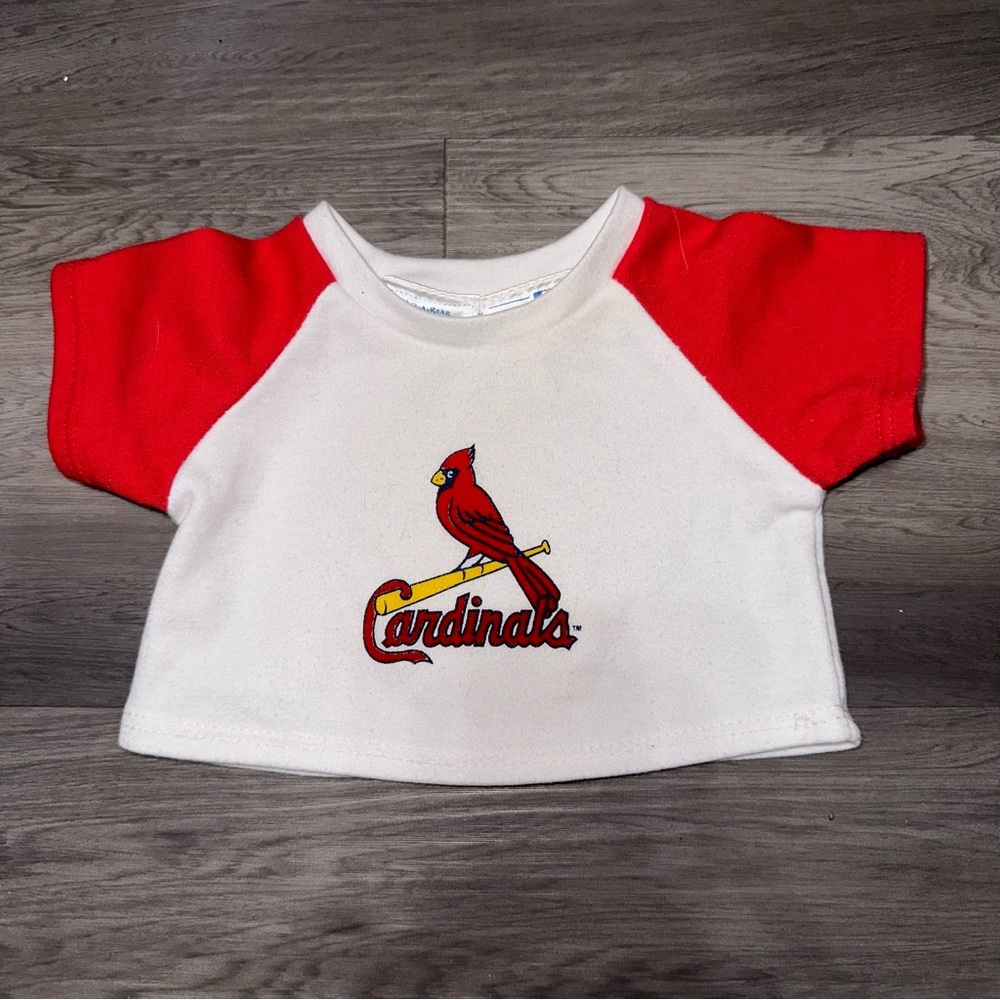 Build A Bear Workshop Cardinals Shirt Baseball MLB White Red BABW RARE HTF